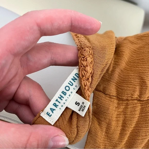 Earthbound Clothing Golden Orange Braided Tie Detail Open Back Halter Crop Top S - Picture 3 of 5